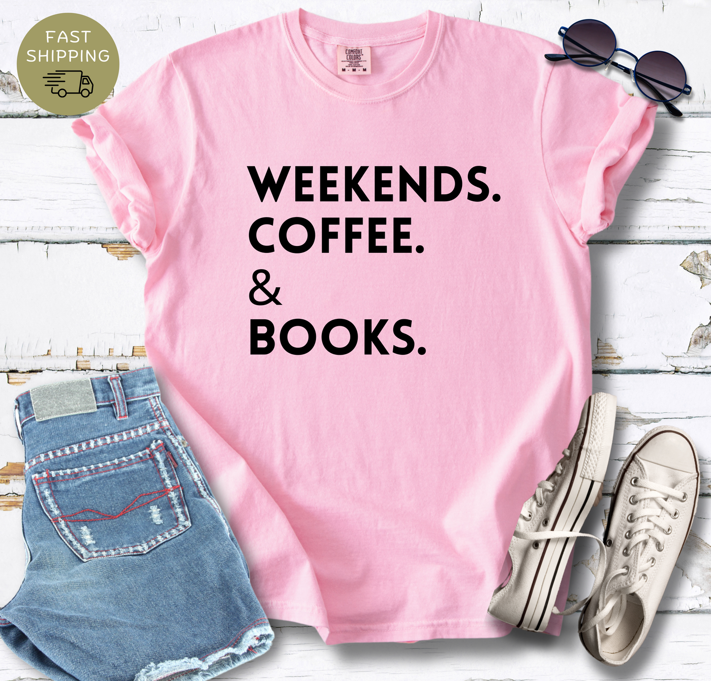 Weekend. Coffee. & Books. T-shirt