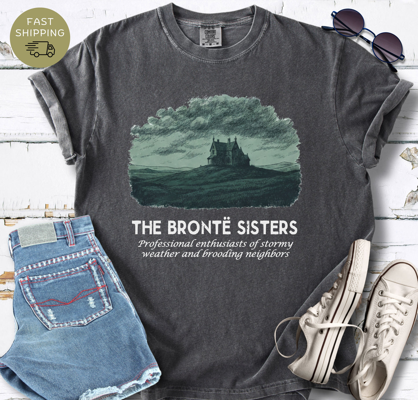 Pepper literary tee inspired by Wuthering Heights and Jane Eyre