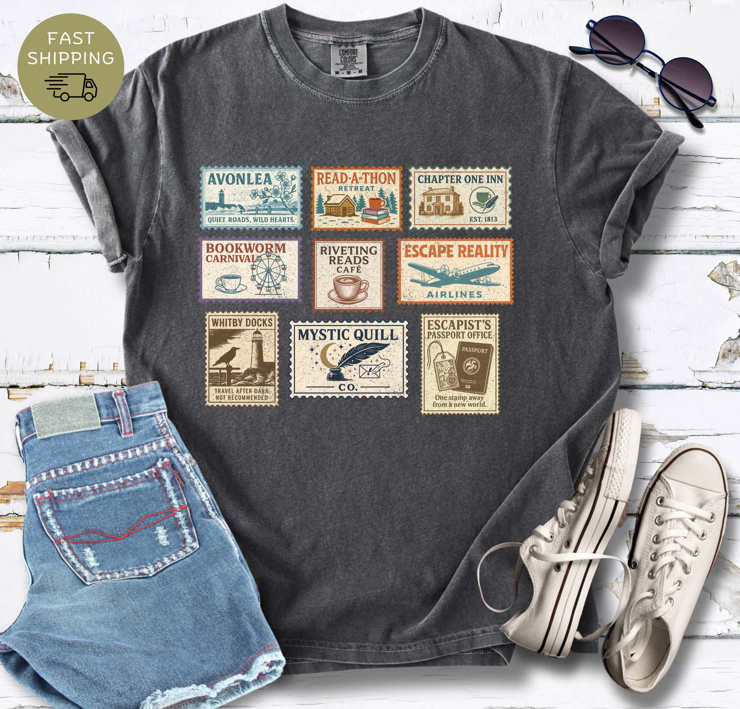 Bookish Postal Stamp T-shirt