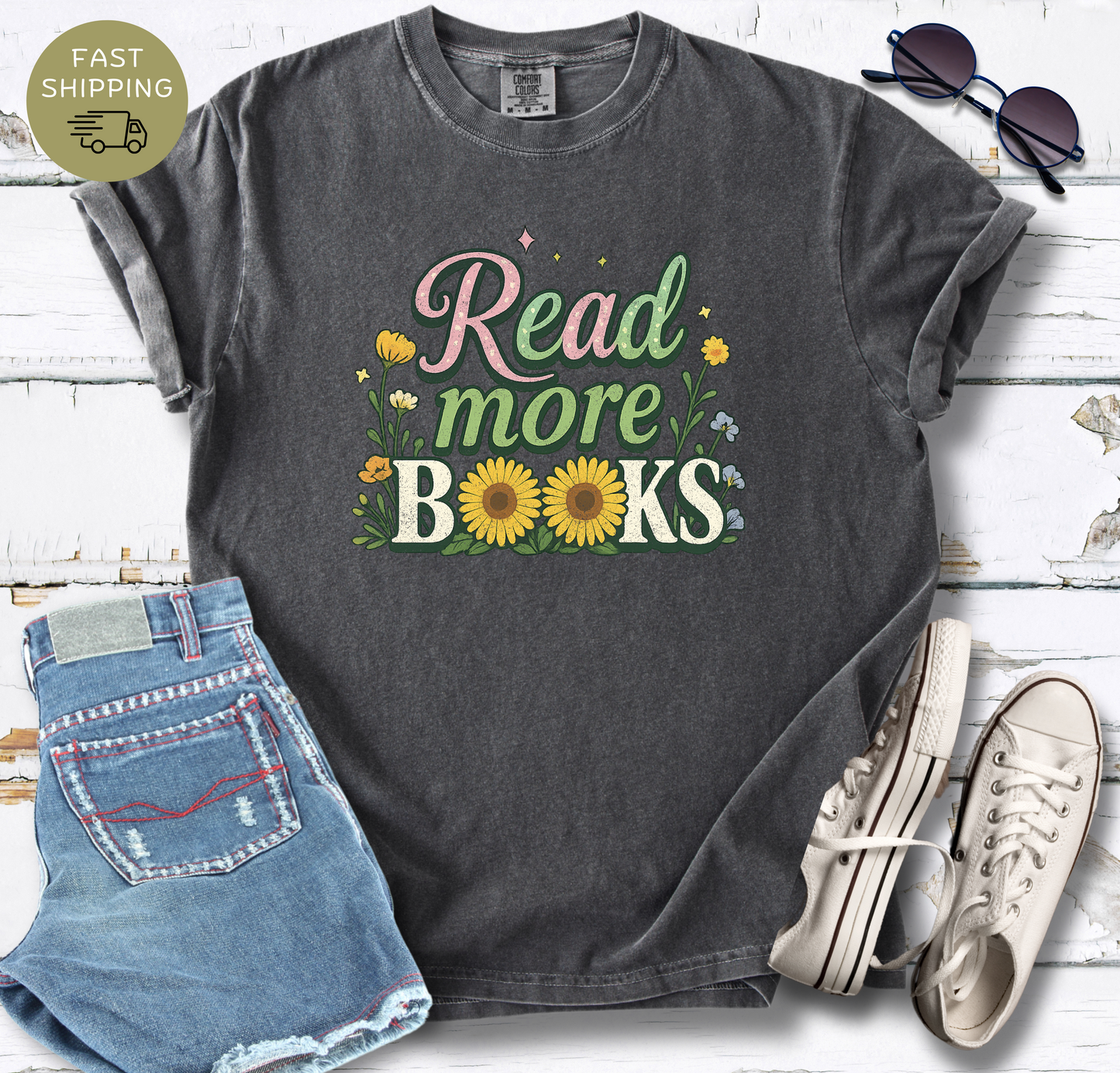 Read More Books Floral T-shirt