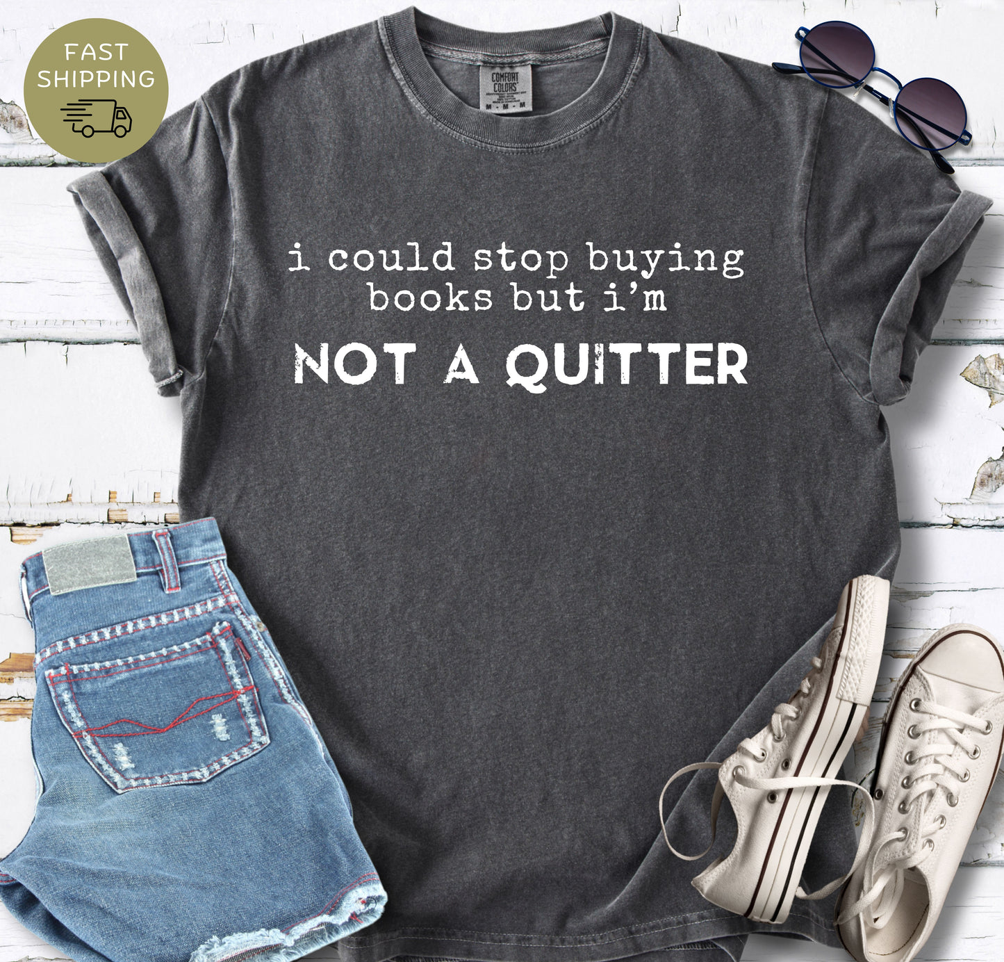 Pepper vintage style book lover shirt with bold text design