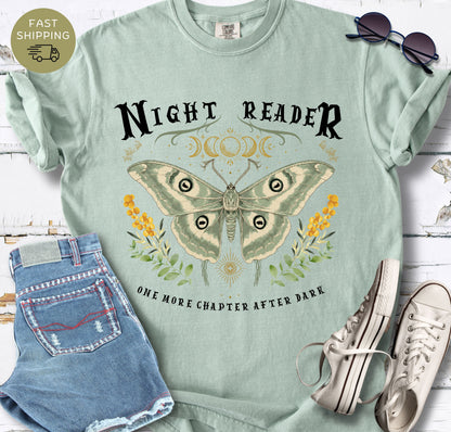 Women’s bookish T-shirt in bay styled with denim shorts, sunglasses and white trainers.