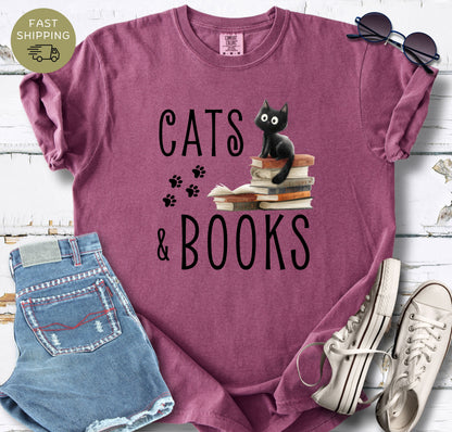 Cats & Books v2 T-shirt