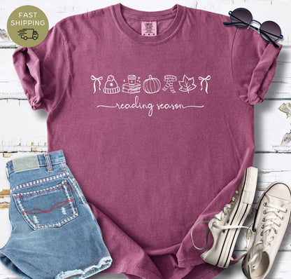 Minimal fall BookTok-style shirt for readers entering their cozy reading era.