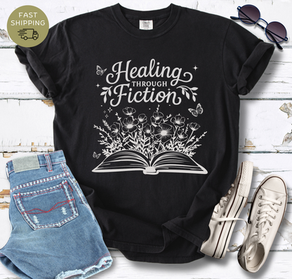 Healing Through Fiction Floral T-shirt