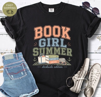 bookish shirt with collegiate style summer graphic