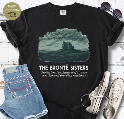 Dark academia Brontë Sisters shirt with gothic moor landscape design