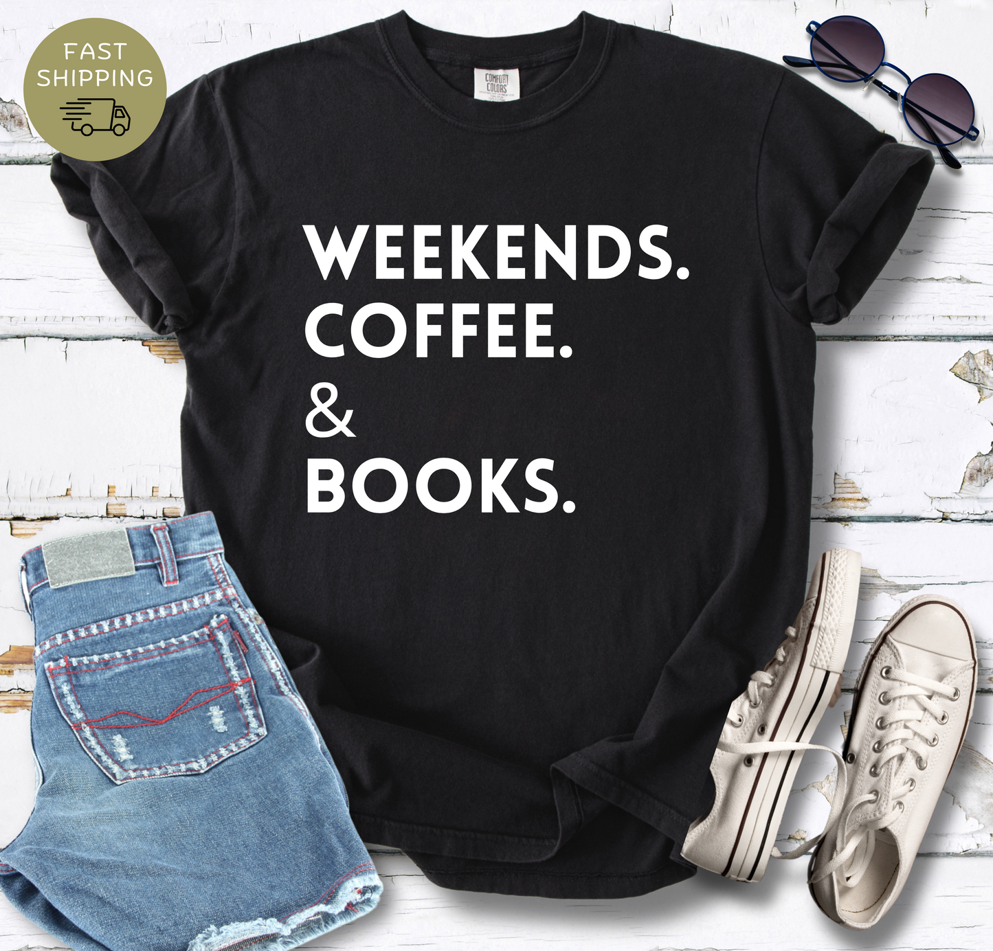 Weekend. Coffee. & Books. T-shirt