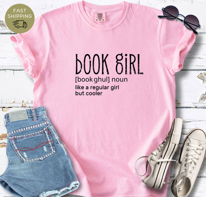 Book girl graphic t-shirt in blossom color on Comfort Colors 1717
