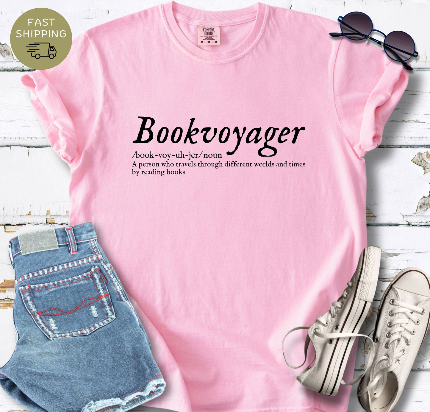 Bookvoyager definition t-shirt in blossom color on Comfort Colors 1717