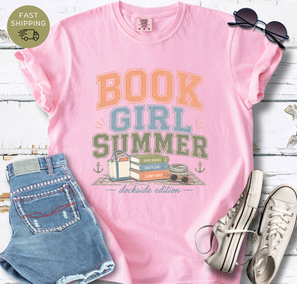 Comfort Colors 1717 beach reading tee with dockside summer aesthetic