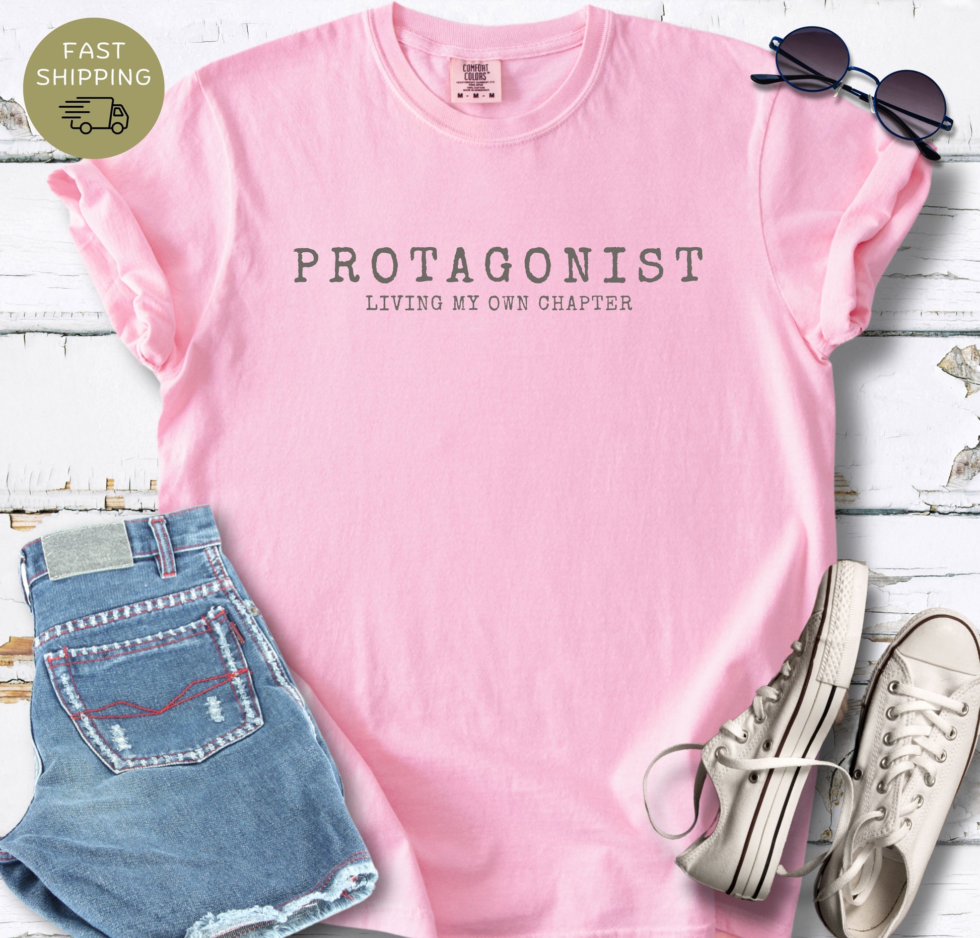 Comfort Colors 1717 reader tee with main character energy slogan
