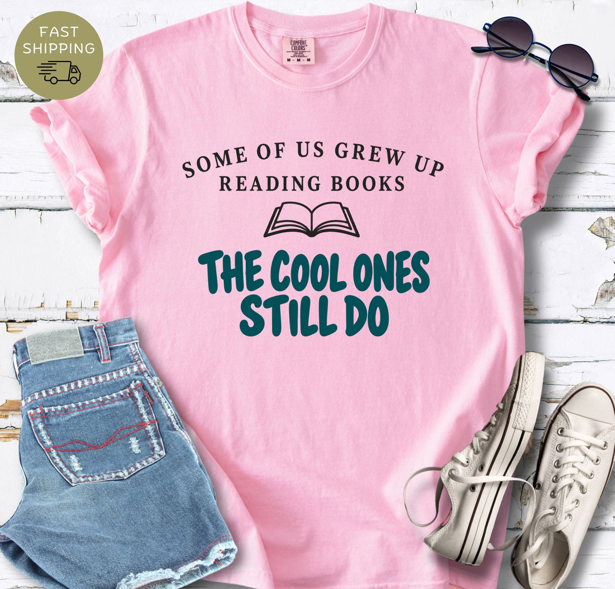 Comfort Colors blossom shirt with minimalist book lover quote for readers and bookworms.