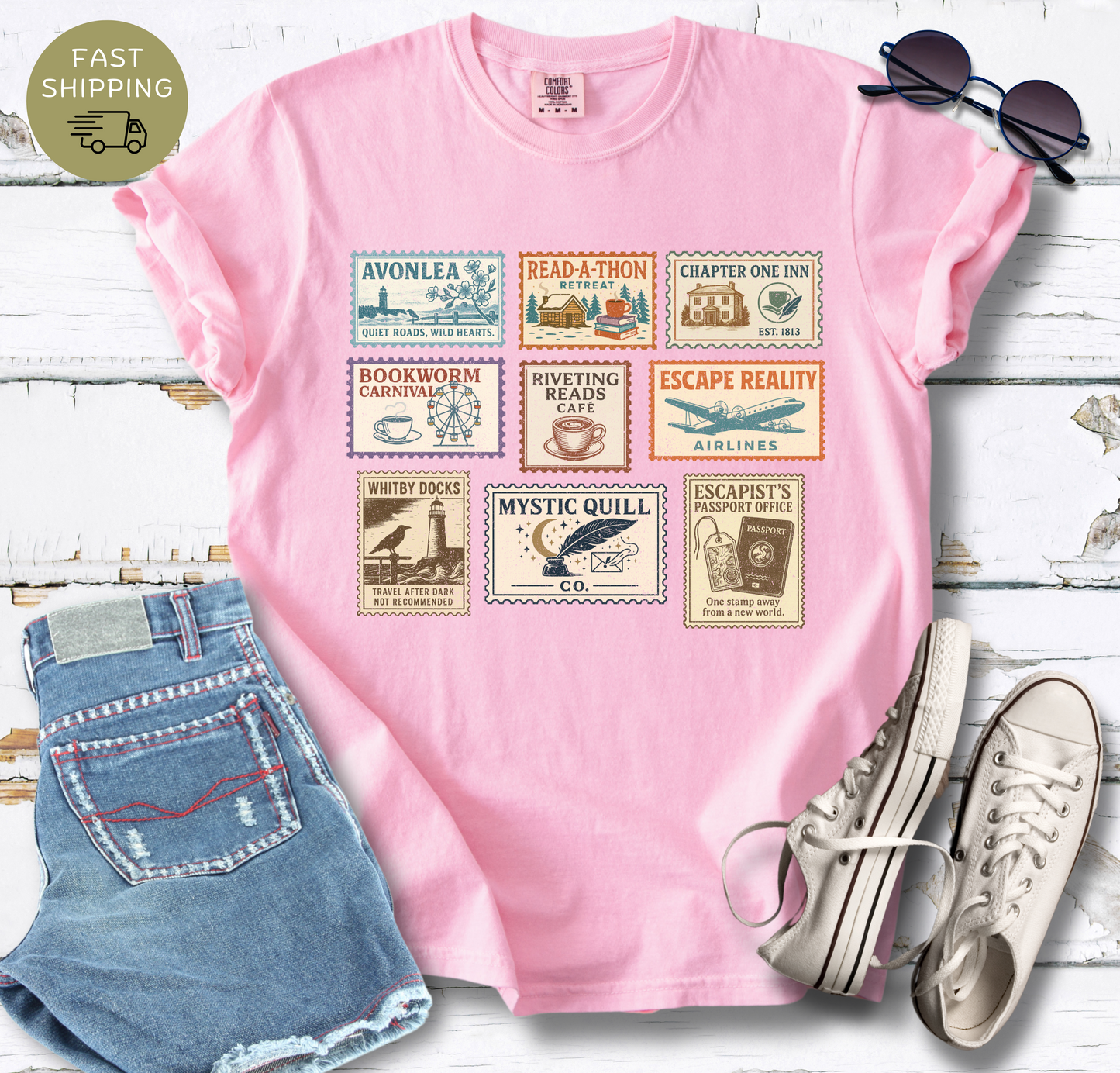 Bookish Postal Stamp  T-shirt