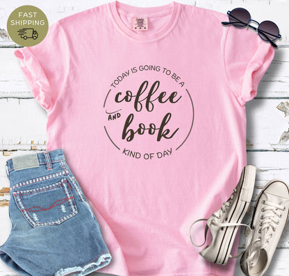 Blossom bookish t-shirt for readers who love coffee and books