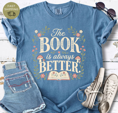 Comfort Colors 1717 reader tee with whimsical floral typography