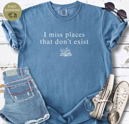 Blue Jean bookish t-shirt for readers who love fictional worlds