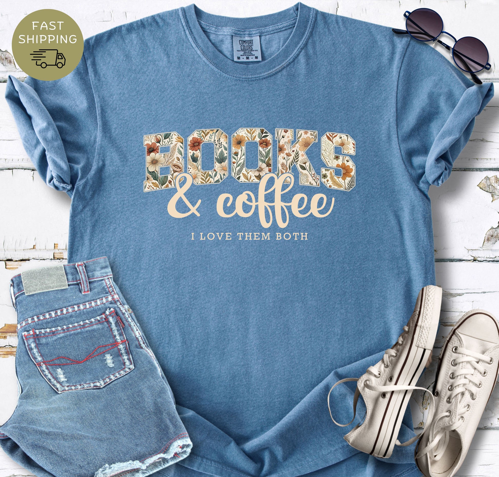 Cute bookish shirt for readers who love coffee