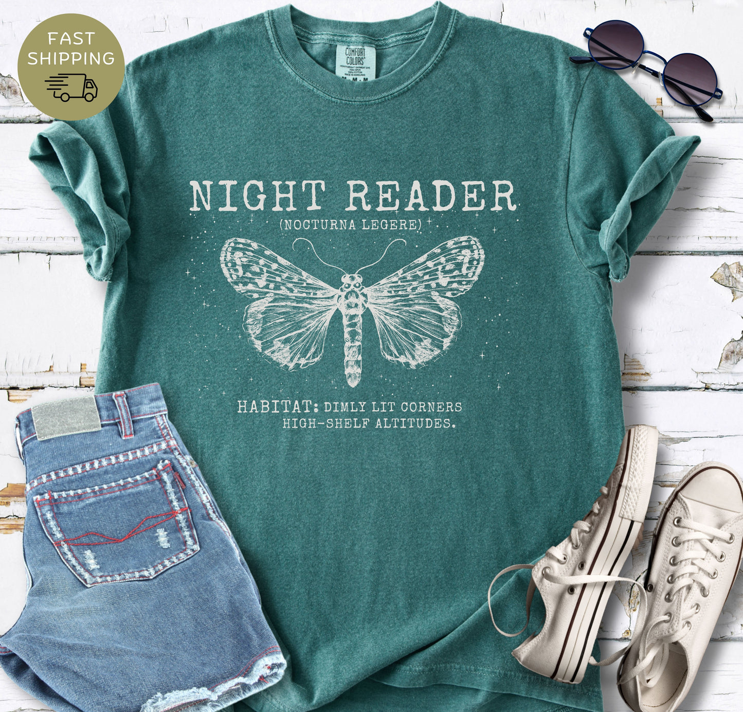 BookTok dark aesthetic shirt with night reading quote
