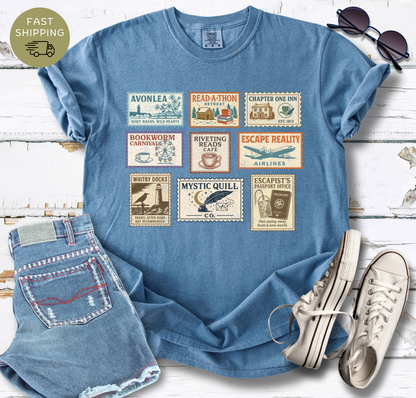 Bookish Postal Stamp  T-shirt