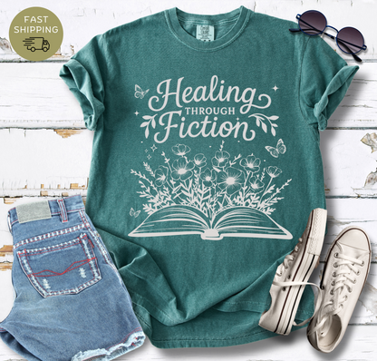 Healing Through Fiction Floral T-shirt