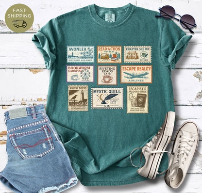 Bookish Postal Stamp  T-shirt