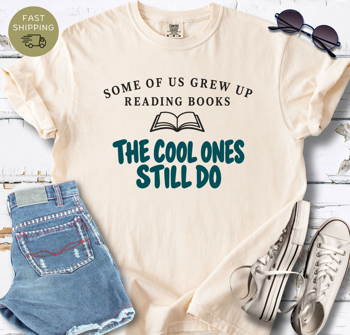 Reader t-shirt featuring the phrase Some of Us Grew Up Reading Books The Cool Ones Still Do.
