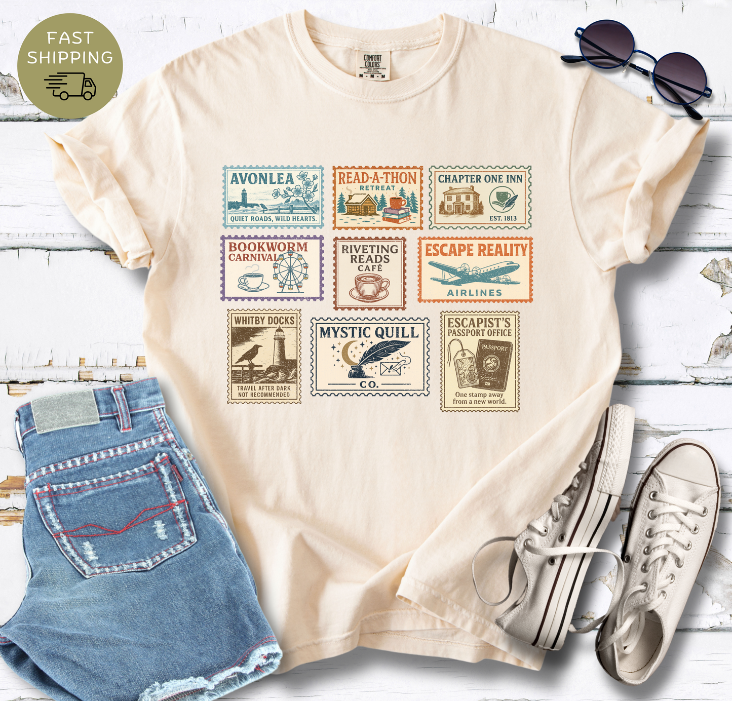 Bookish Postal Stamp  T-shirt