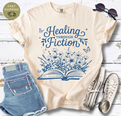 Healing Through Fiction Floral T-shirt