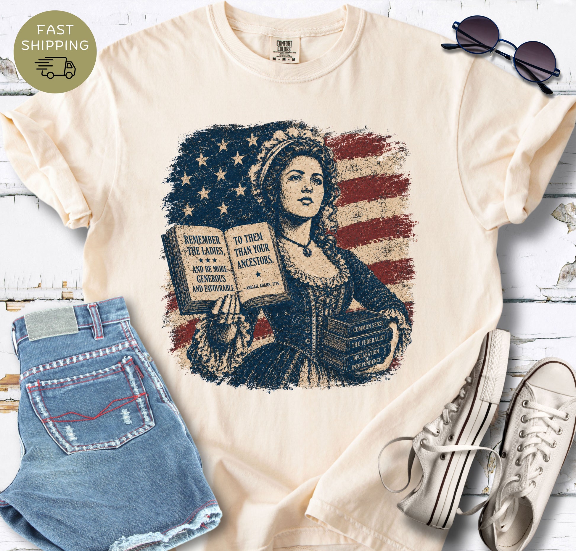Historical reader gift shirt inspired by Abigail Adams, women’s voices, and American literature.