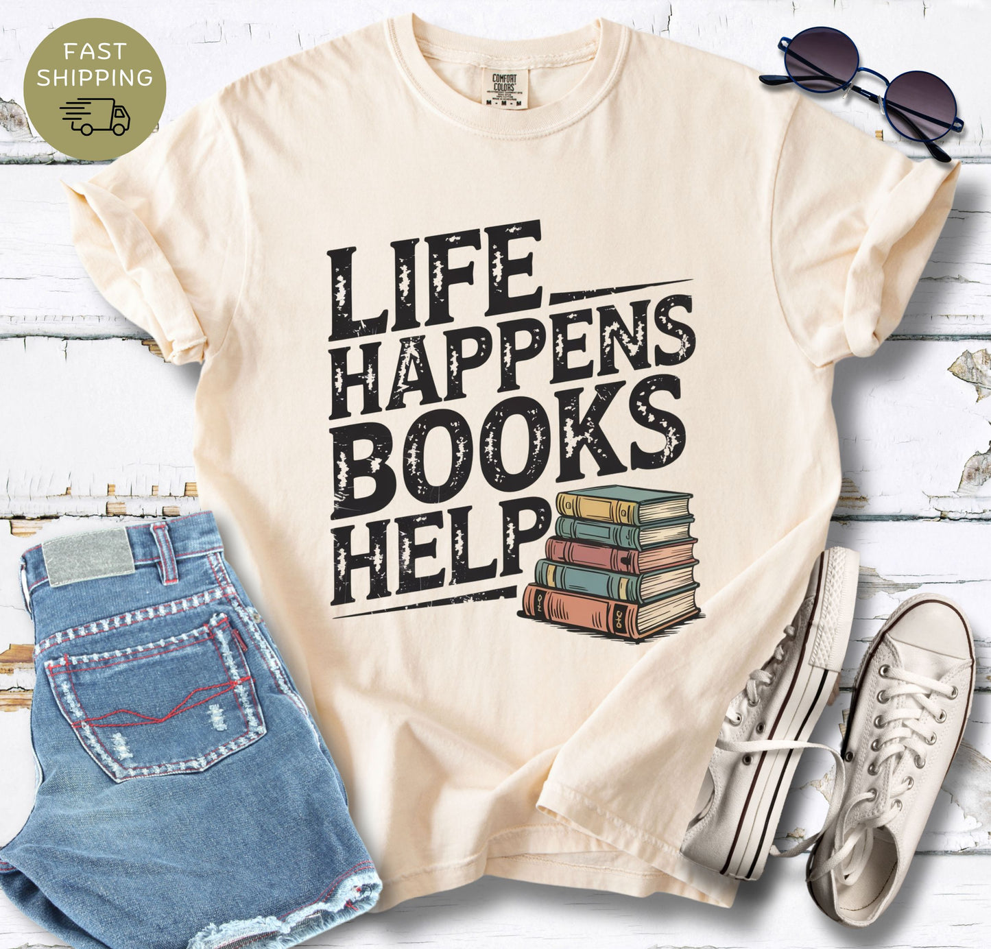 Life Happens Books Help  T-shirt