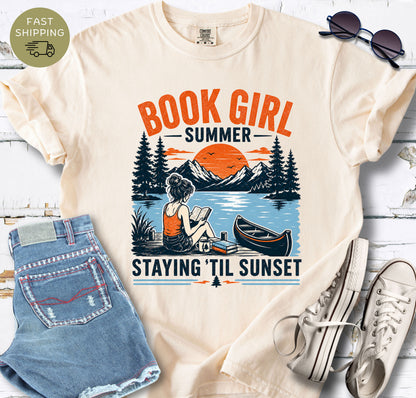 BookTok summer aesthetic shirt with lakeside reading artwork