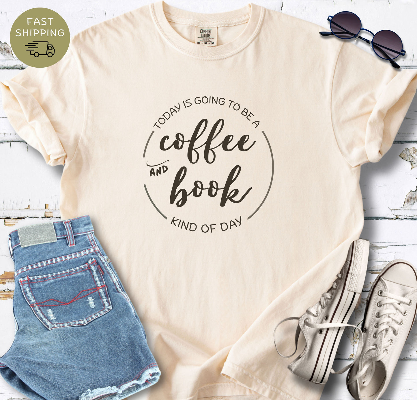 BookTok aesthetic t-shirt featuring coffee and book kind of day design