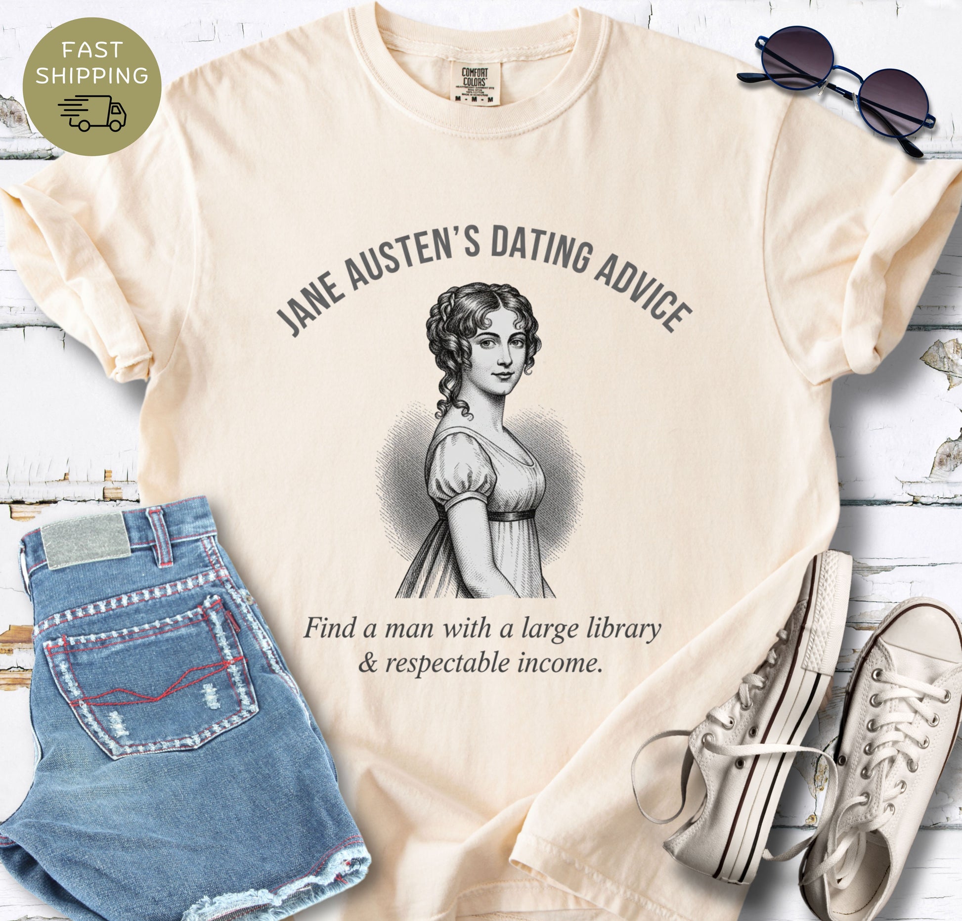 Literary humor t-shirt for classic novel fans printed on Comfort Colors 1717