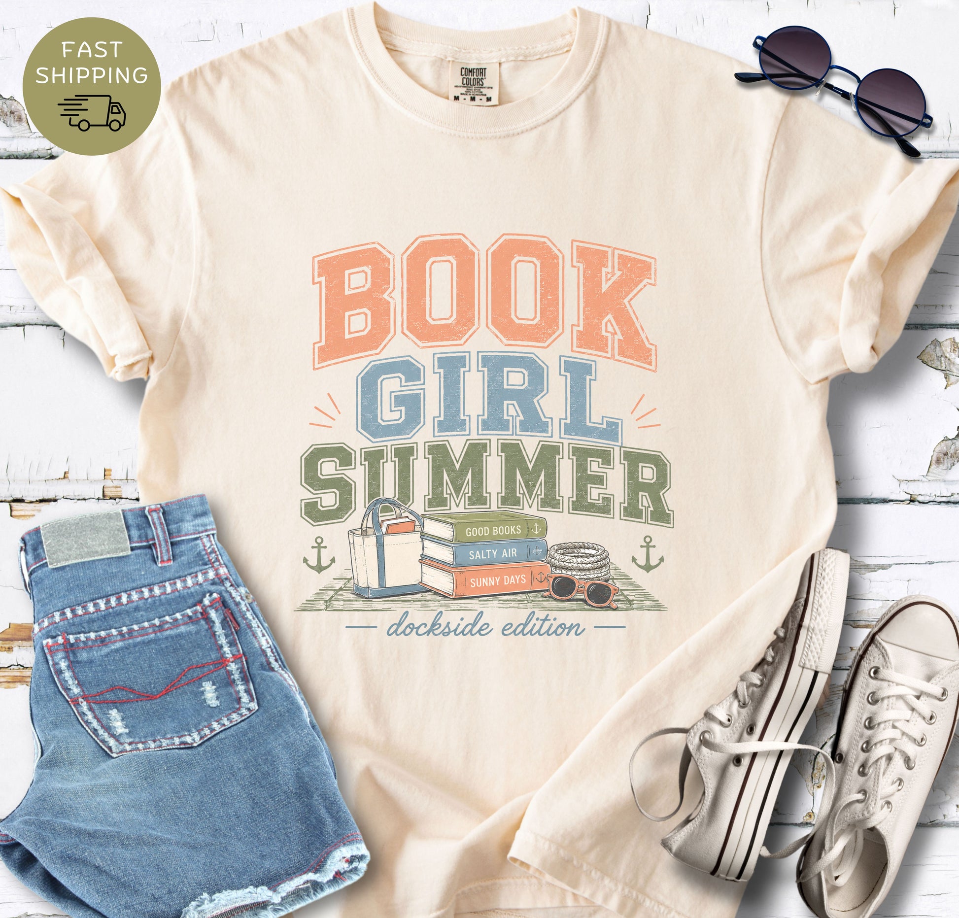 Dockside edition reading shirt for beach and lake book lovers