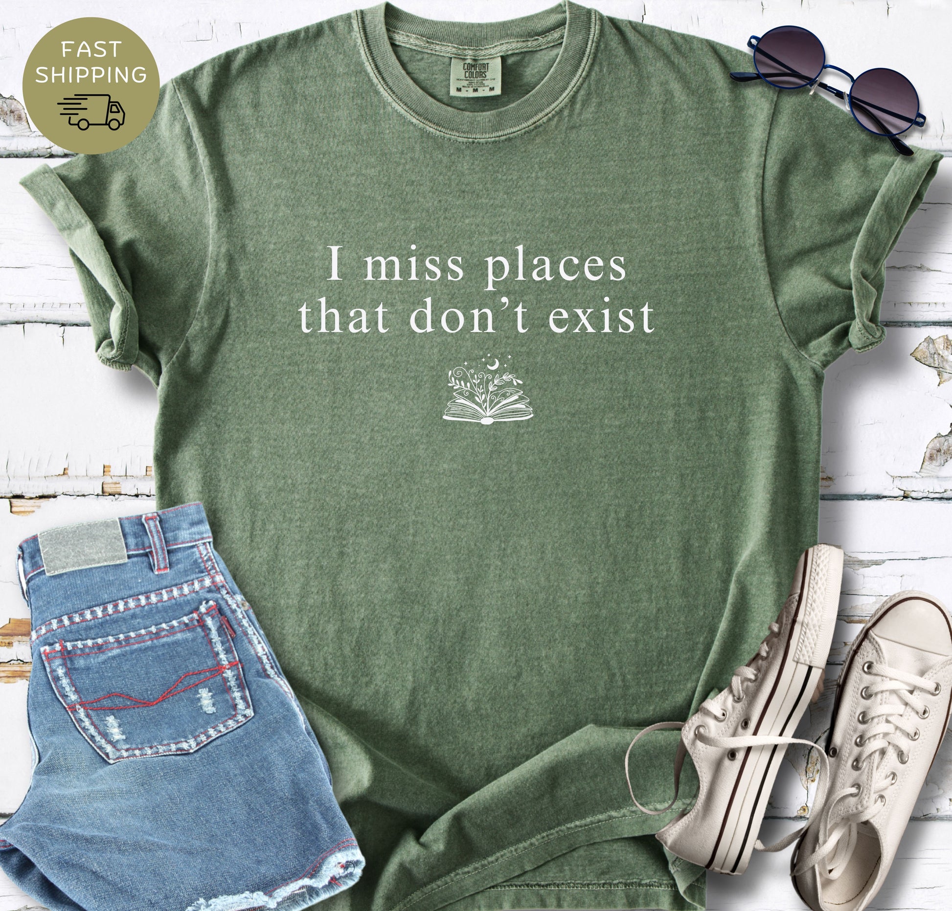 BookTok fantasy lover tee with emotional fictional places quote