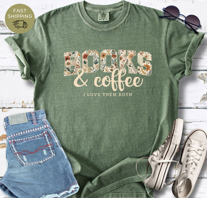 Floral typography book lover shirt in black