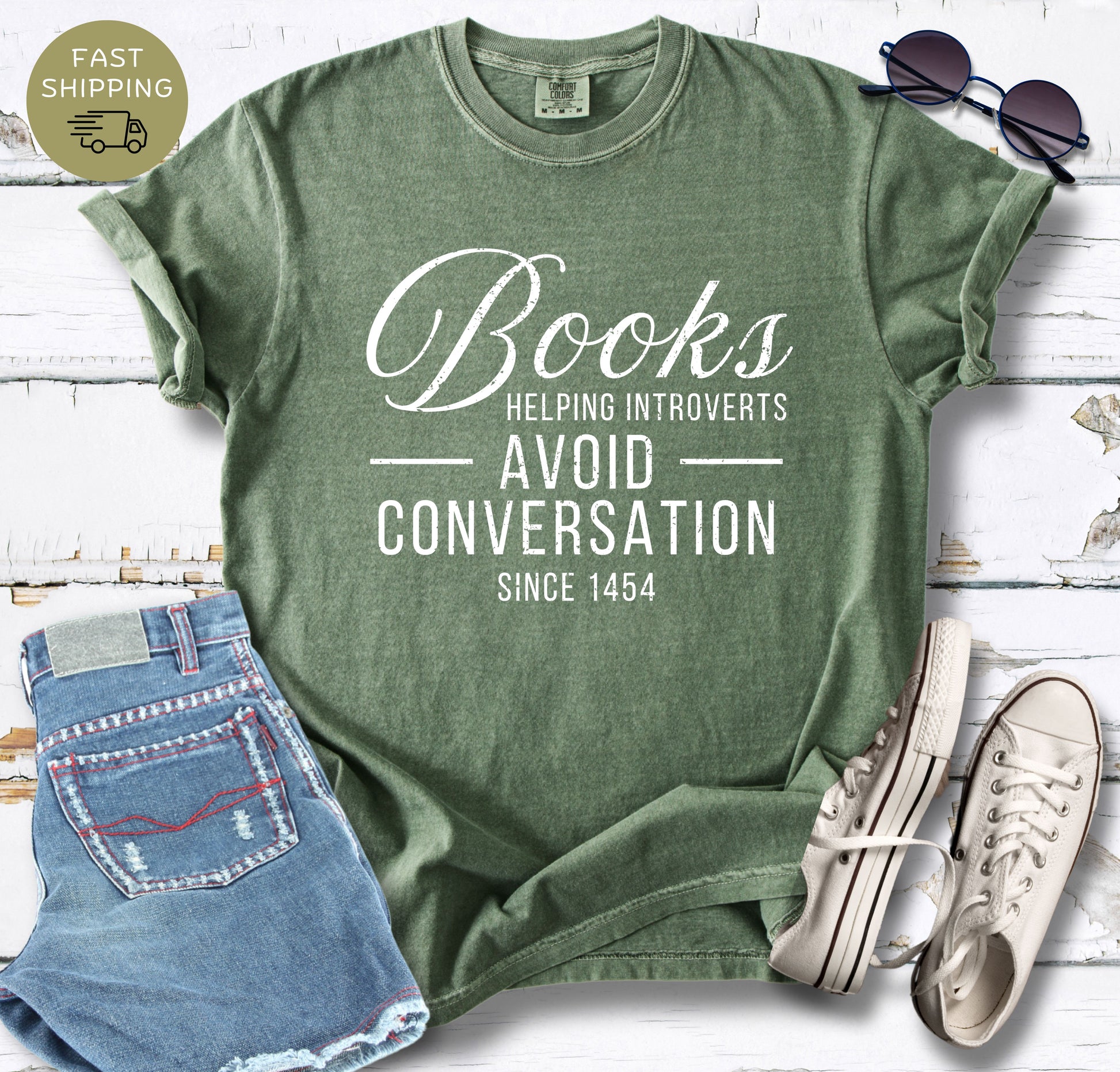 Introvert book lover shirt with humorous reading quote on Comfort Colors