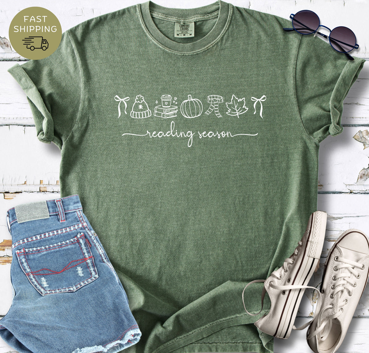 Bookish autumn gift shirt for mood readers, librarians, teachers, and cozy season bookworms.