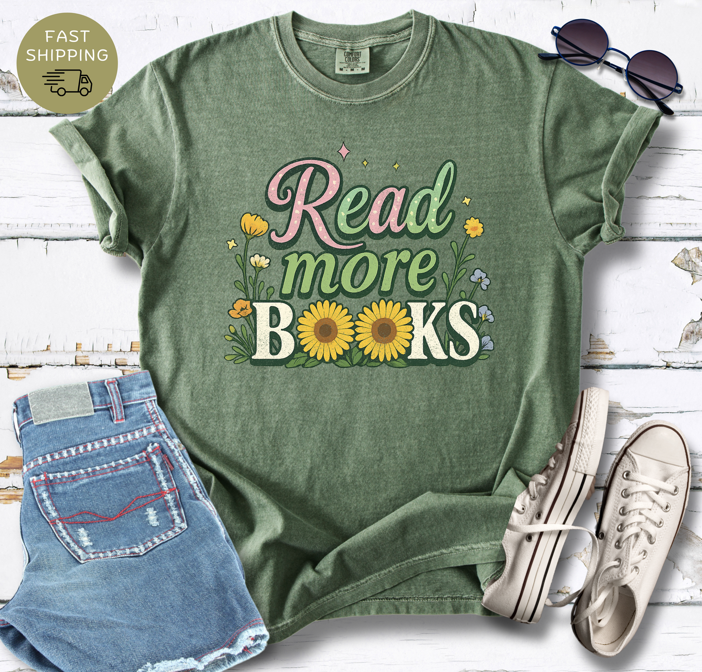Read More Books Floral T-shirt