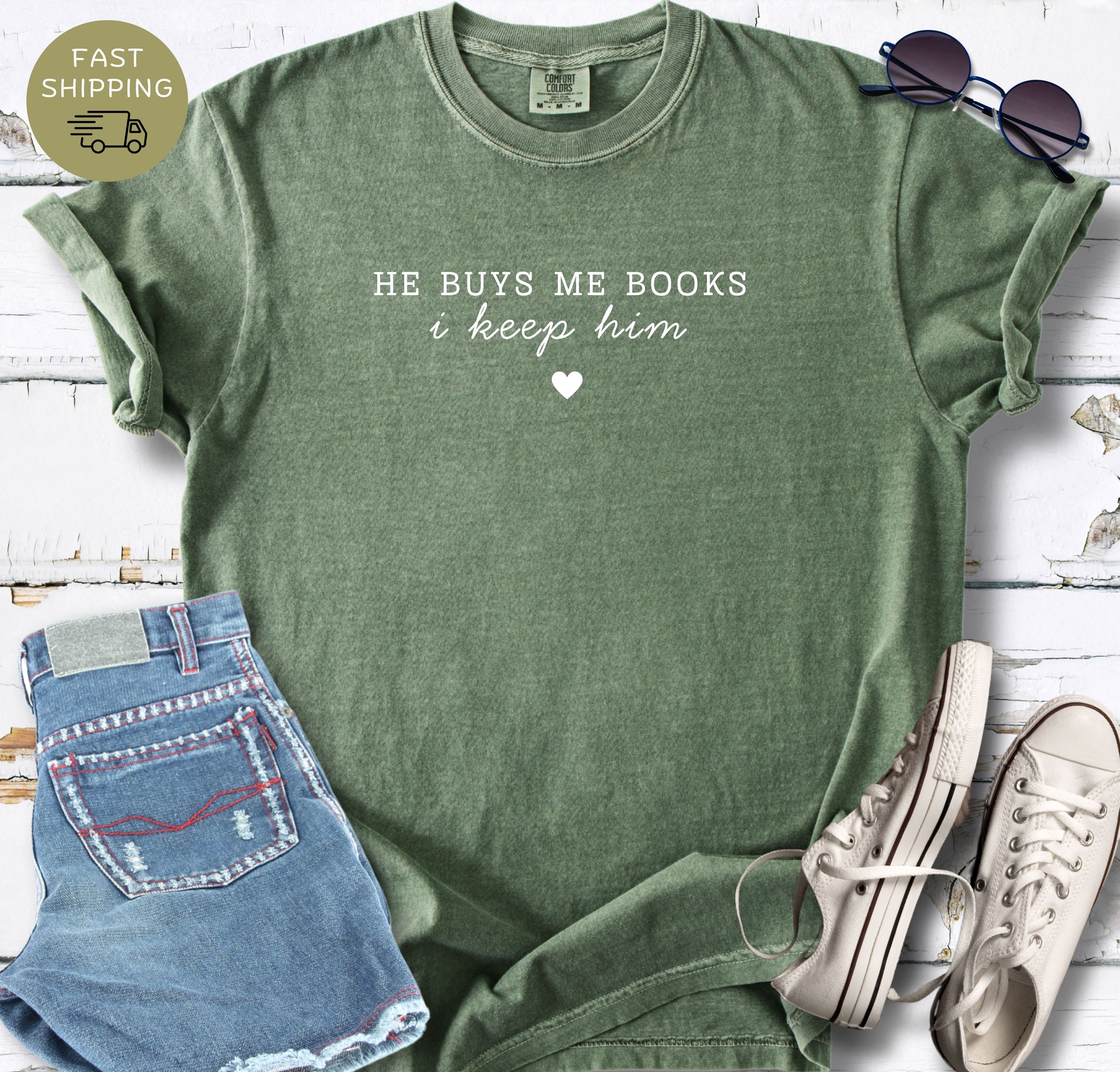 Gift for book lover wife printed on Comfort Colors 1717