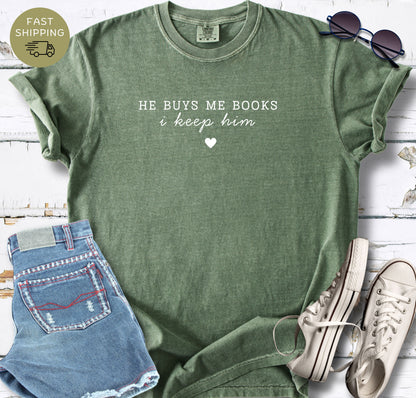 Gift for book lover wife printed on Comfort Colors 1717