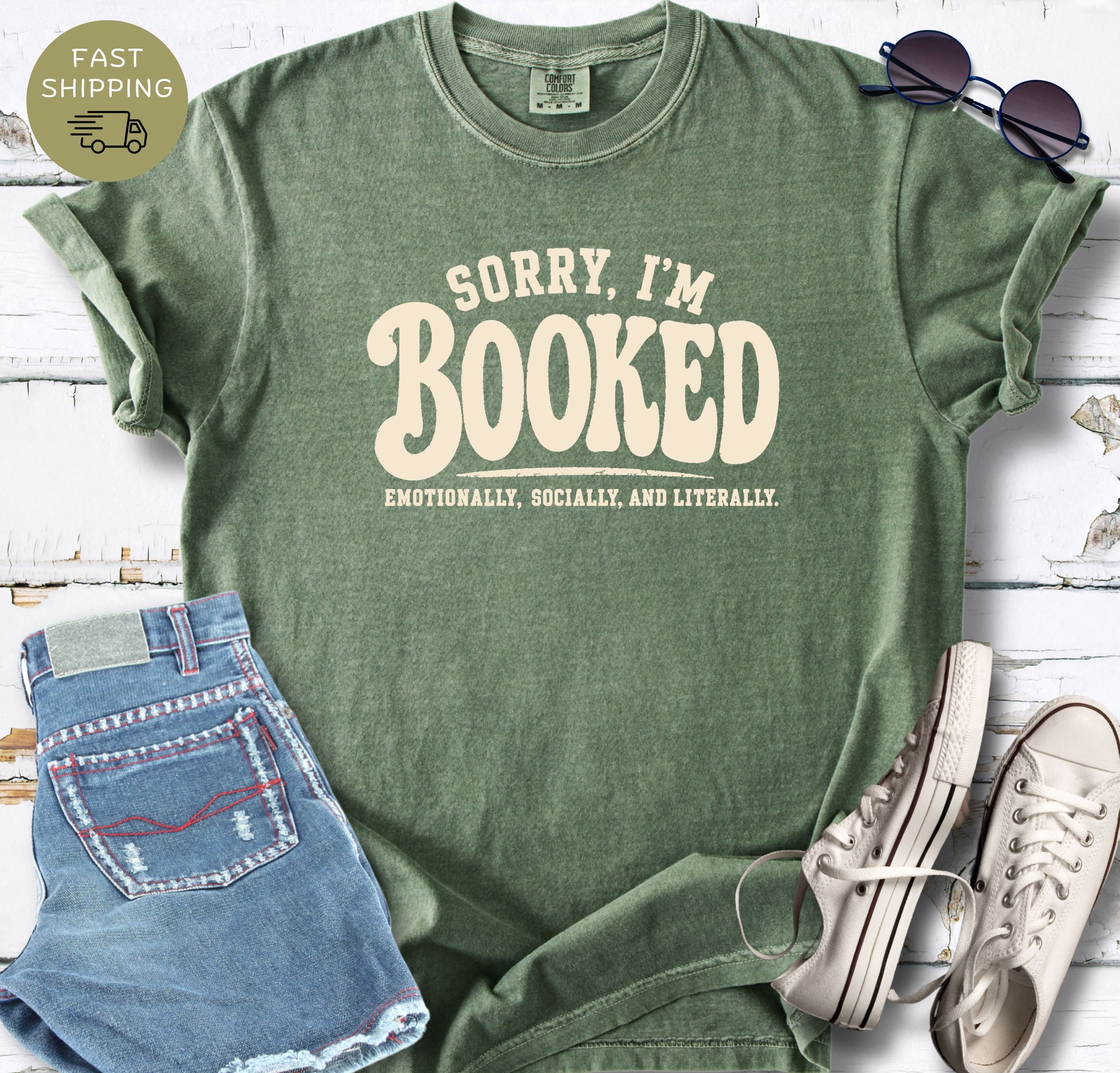Bookish Comfort Colors t-shirt with playful retro lettering and reader humor design.