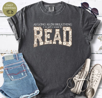 Floral reading quote shirt in berry with oversized botanical lettering spelling READ.