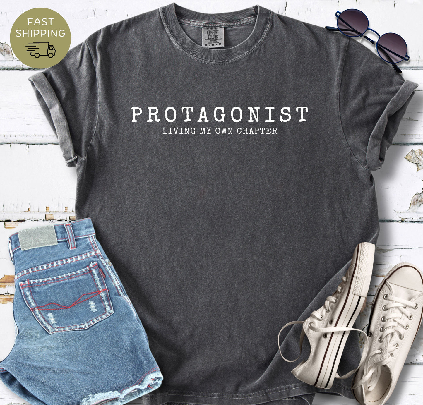 Comfort Colors pepper tee for book lovers embracing their own story