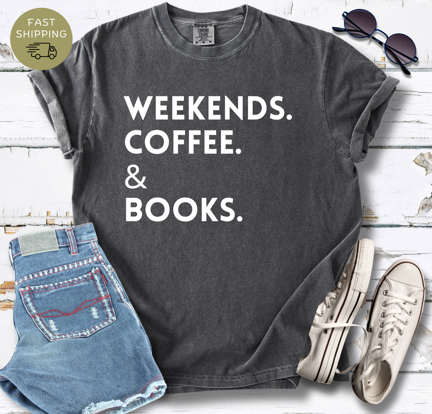 Weekend. Coffee. & Books. T-shirt