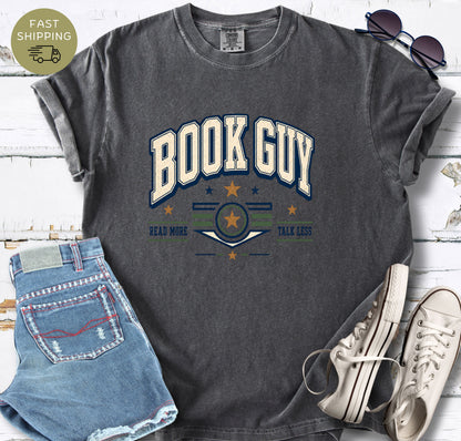 Pepper bookworm shirt with bold varsity bookish design