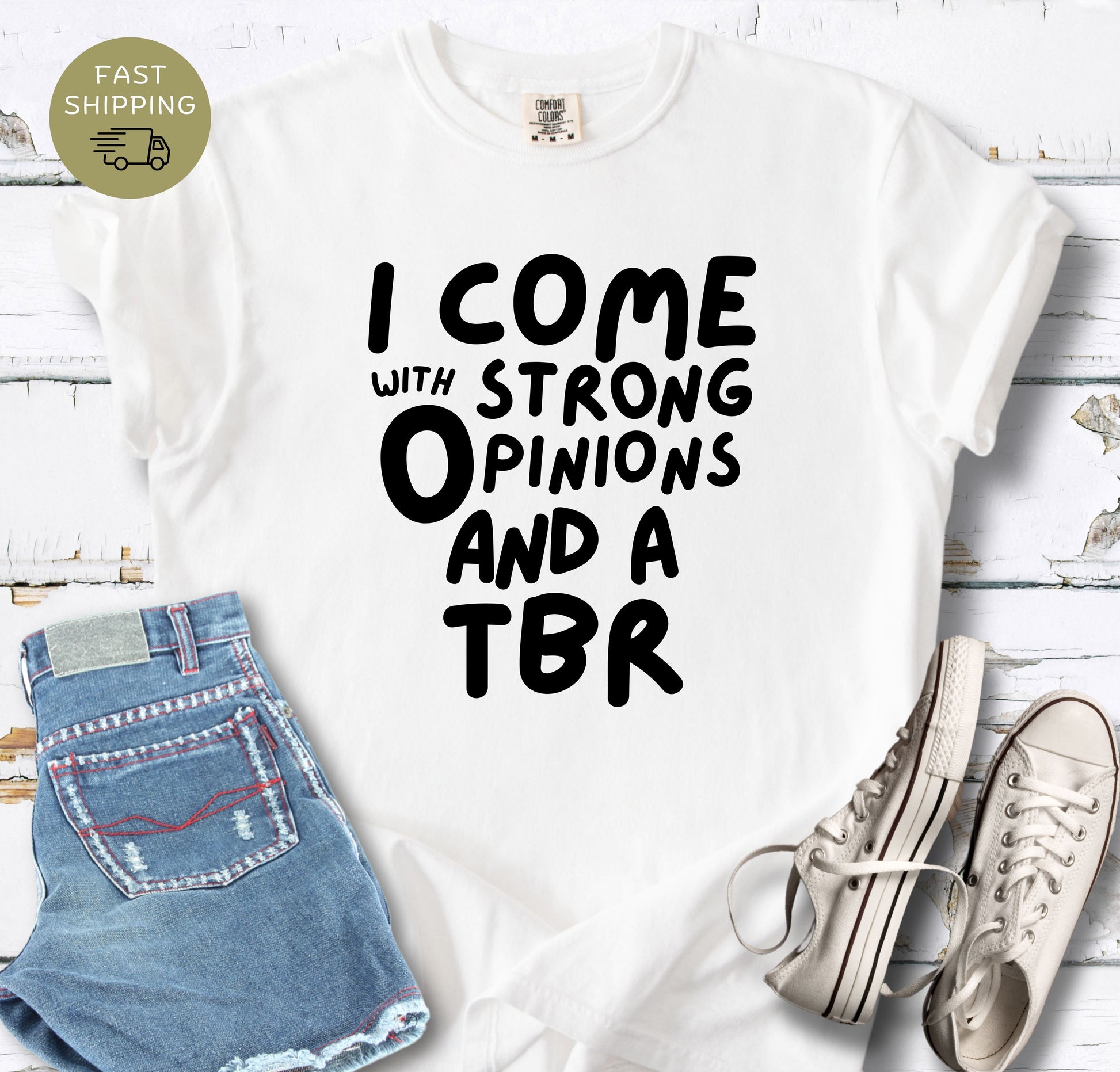 Comfort Colors 1717 reader tee with strong opinions and TBR design
