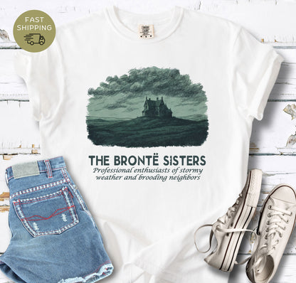 White literary tee inspired by Wuthering Heights and Jane Eyre