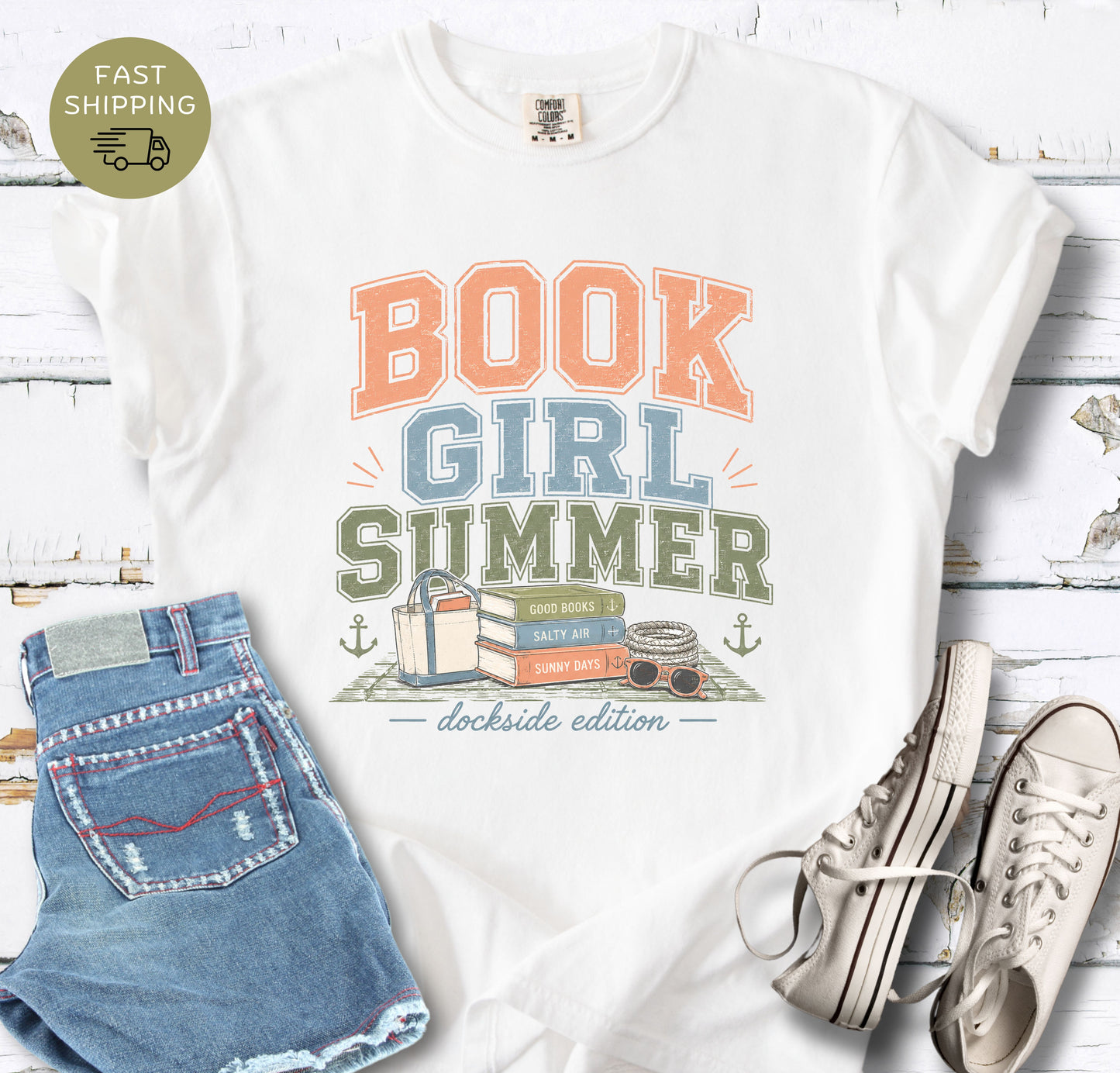 Relaxed fit Comfort Colors tee for readers who love beach books and summer vibes